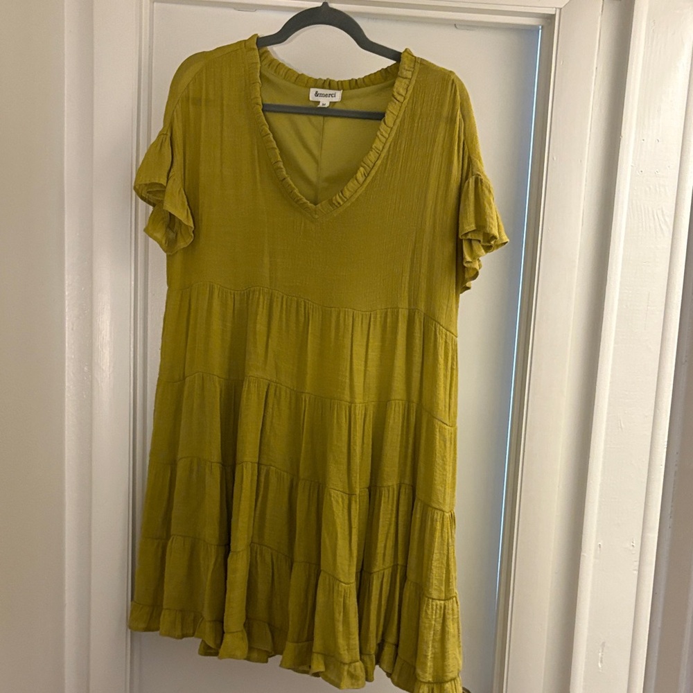 Banjara Olive Tiered Mini Dress
